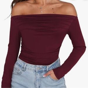 Women's Off-Shoulder Long Sleeve Top - BLACK